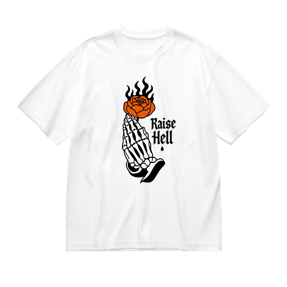 Raise Hell Graphic Design White T-Shirt