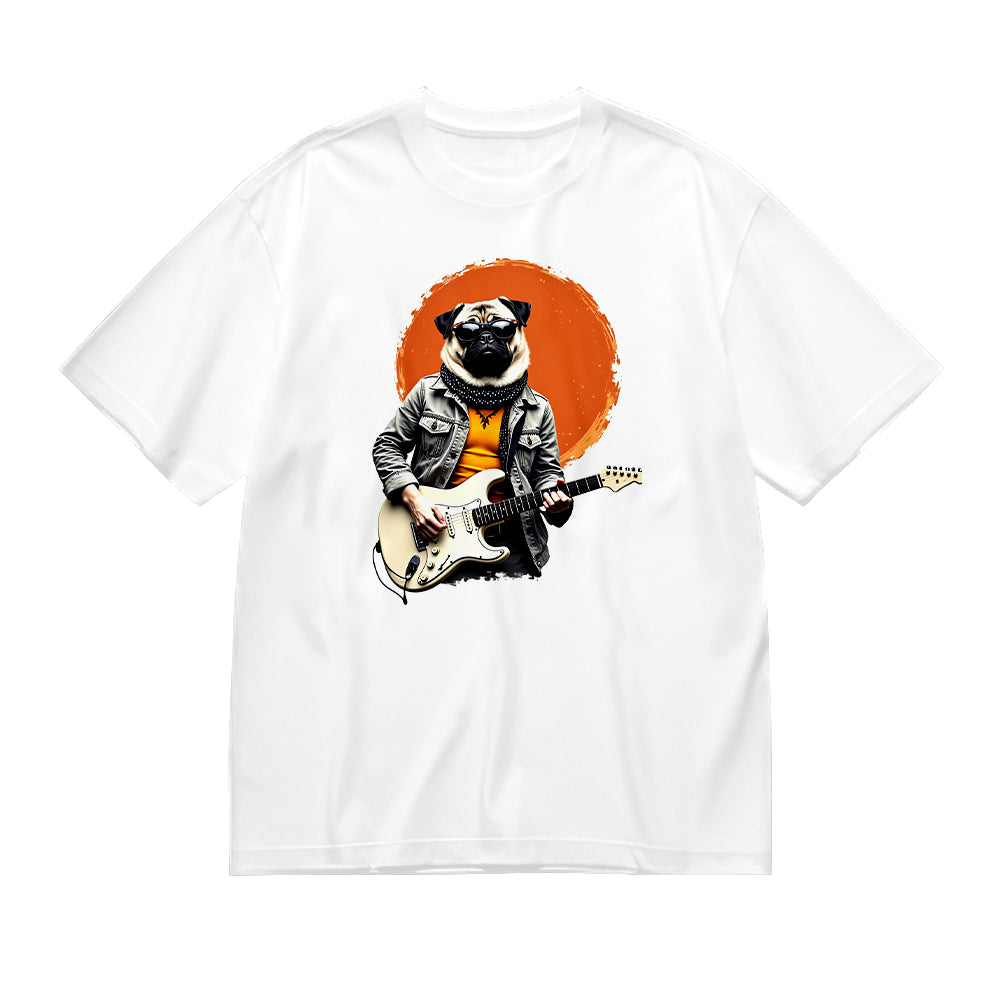Pug Playing Guitar Graphic T-Shirt