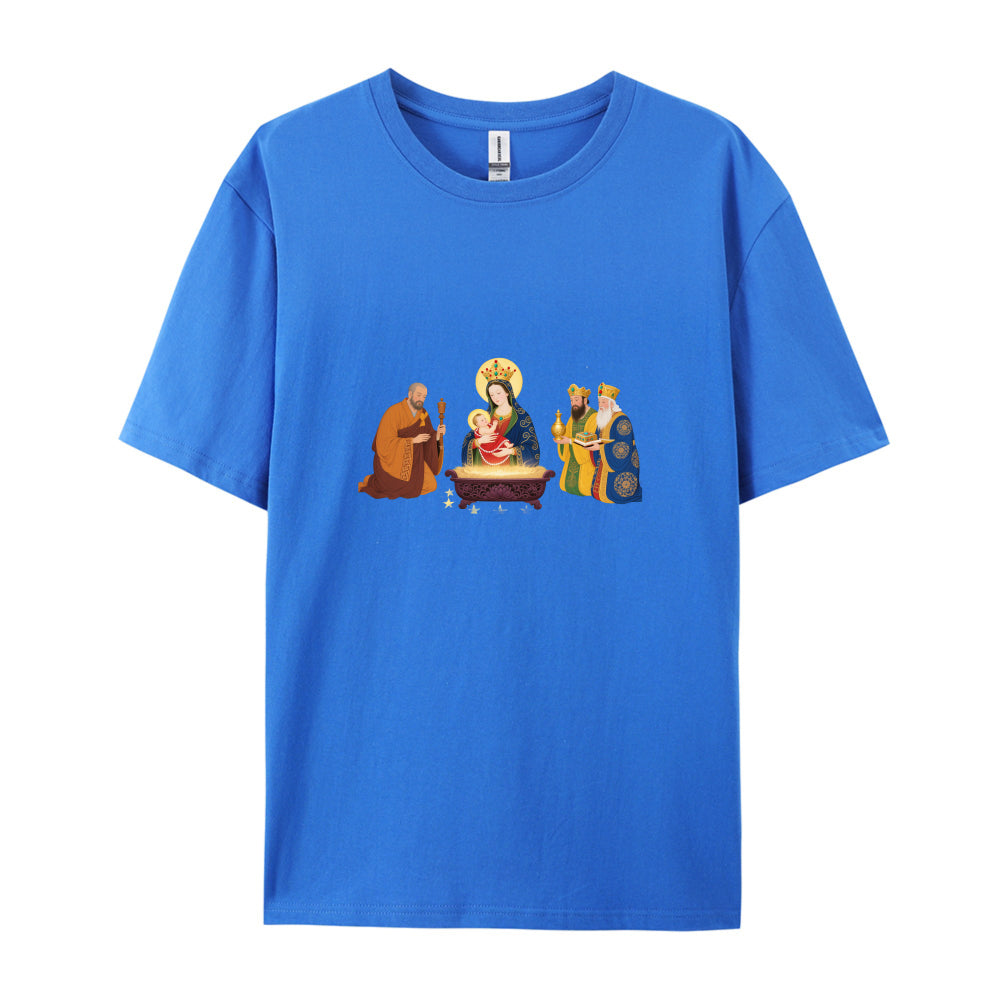Christmas Nativity Scene T-Shirt  Three Wise Men and Virgin Mary Design  Festive Holiday Clothing for Men Women Kids  Comfortable Cotton Tee  Xmas Gift Idea  Religious Christian Apparel