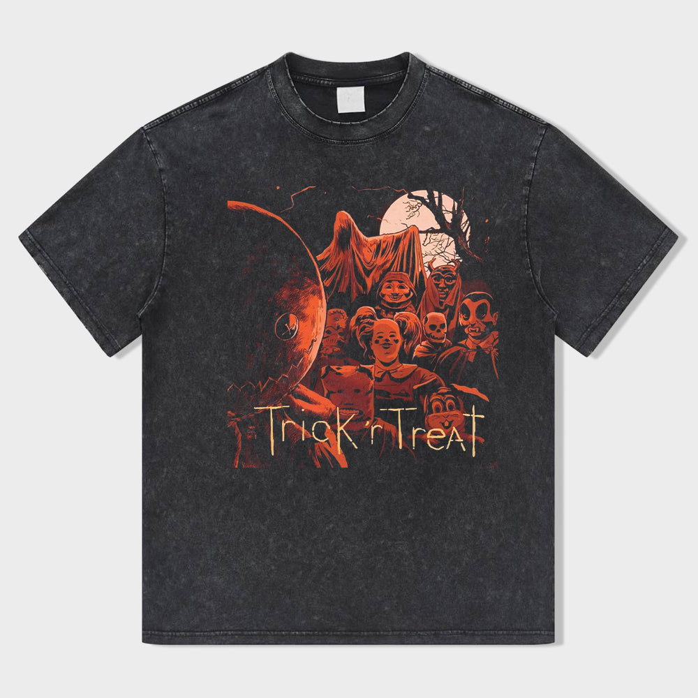 Haunted Party Acid Wash T-Shirt - heygraff