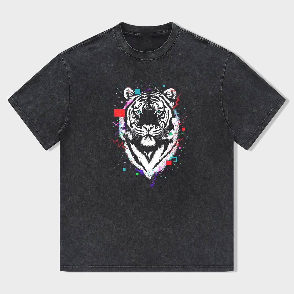 Tiger Graphic Print Men's Fashion Casual Short Sleeve T-Shirt