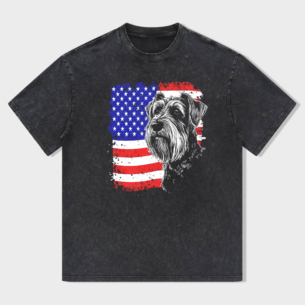 American Flag Schnauzer T-Shirt