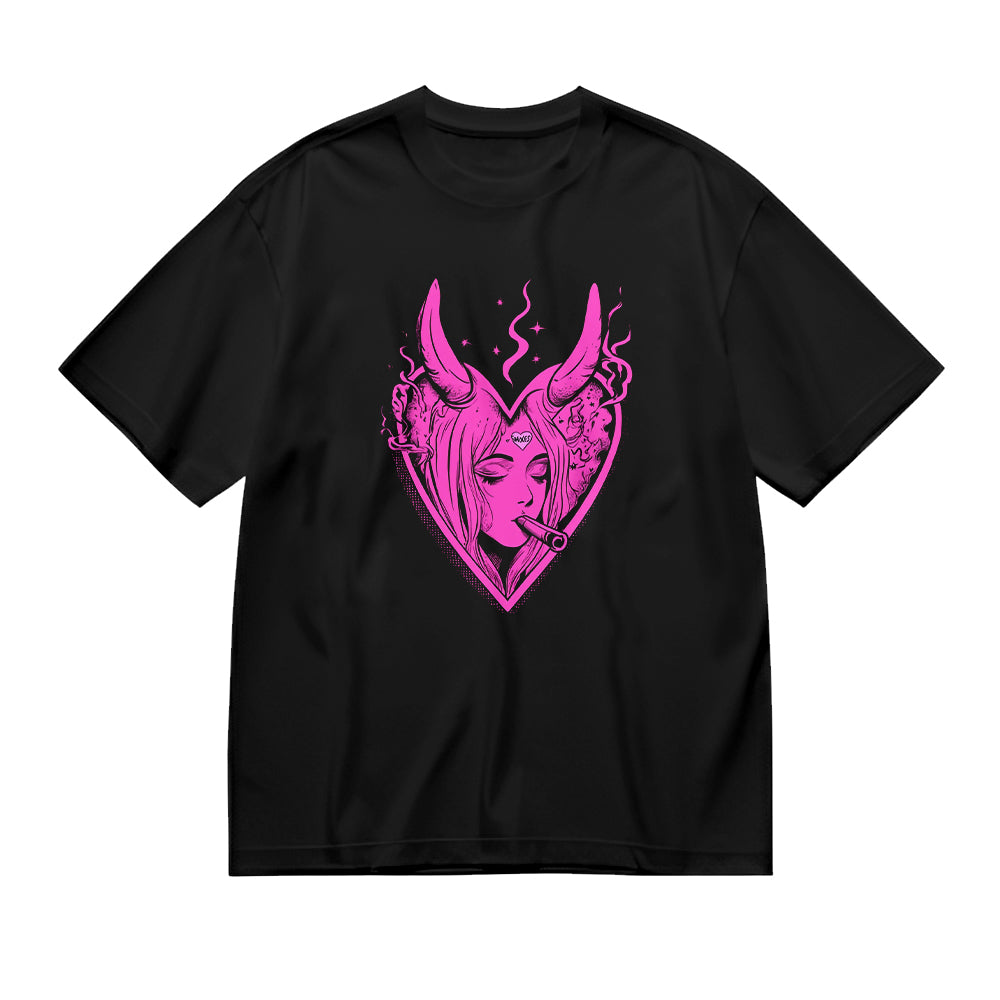 Pink Heart Demon Graphic T-Shirt