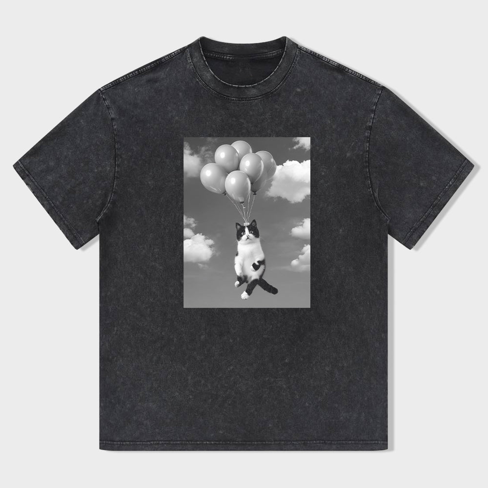 Cute Cat with Balloons Graphic T-Shirt