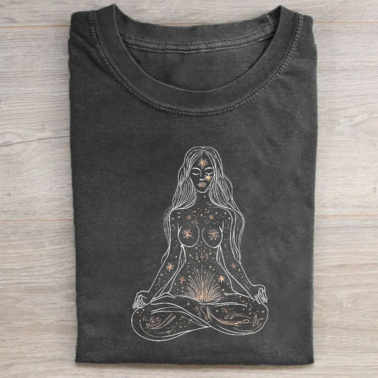 Meditation Goddess Graphic Tee Women's Casual Short Sleeve T-Shirt