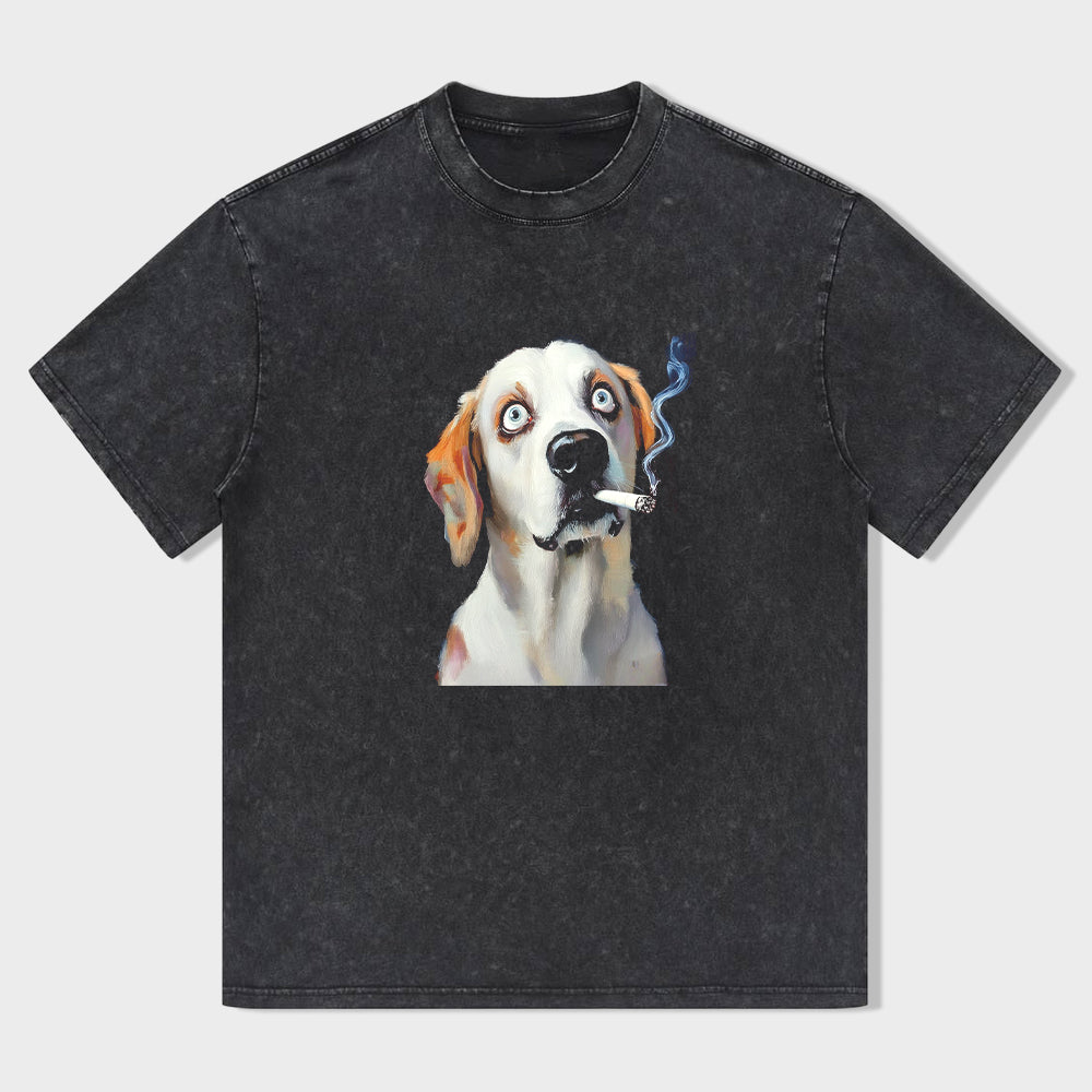 Smoking Dog Graphic T-Shirt