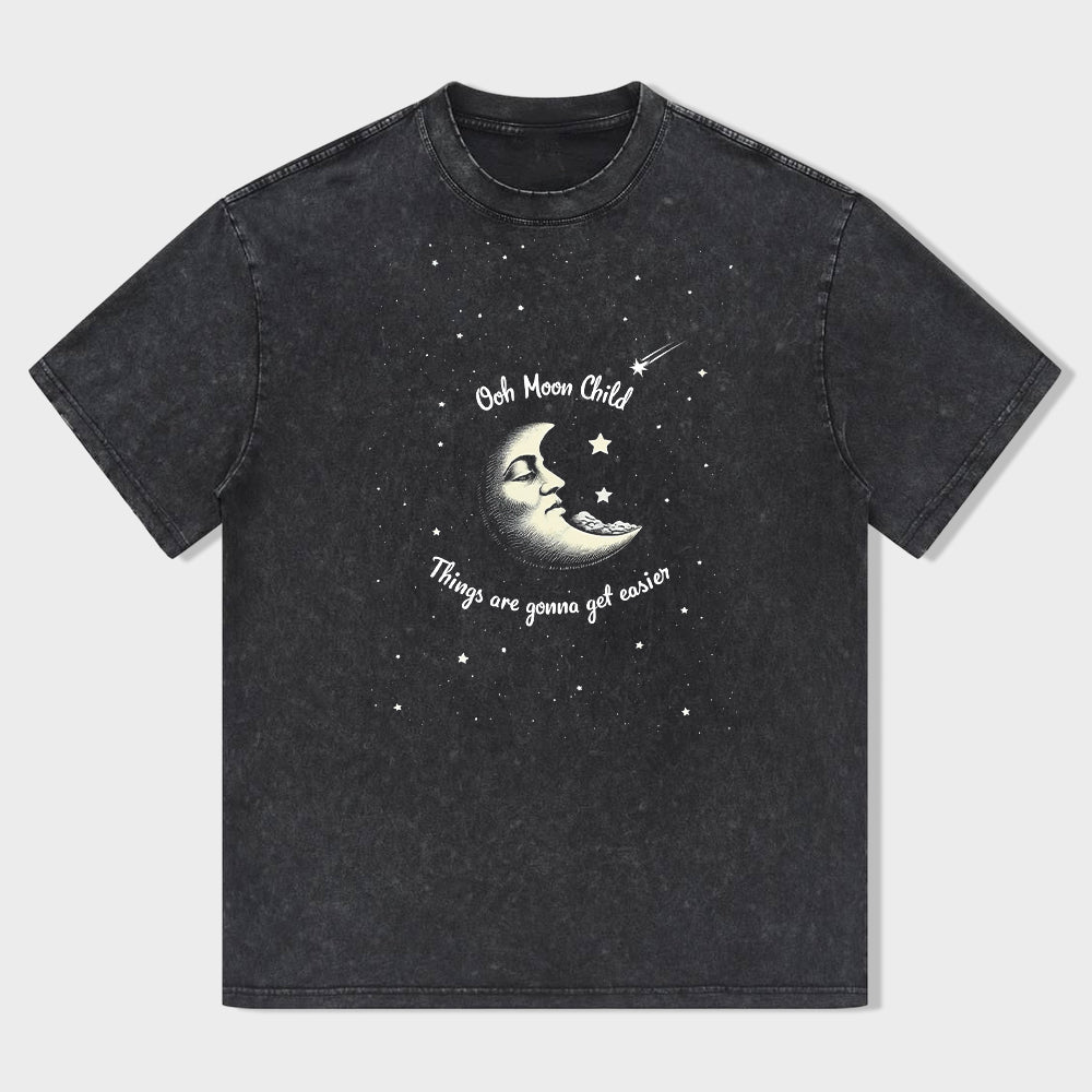 Cute Moon Design Graphic Tee for Women Men Unisex Soft Comfortable Casual T-Shirt