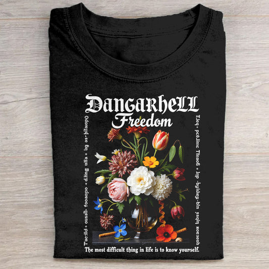 Dangerhell Freedom Floral Design Graphic T-Shirt