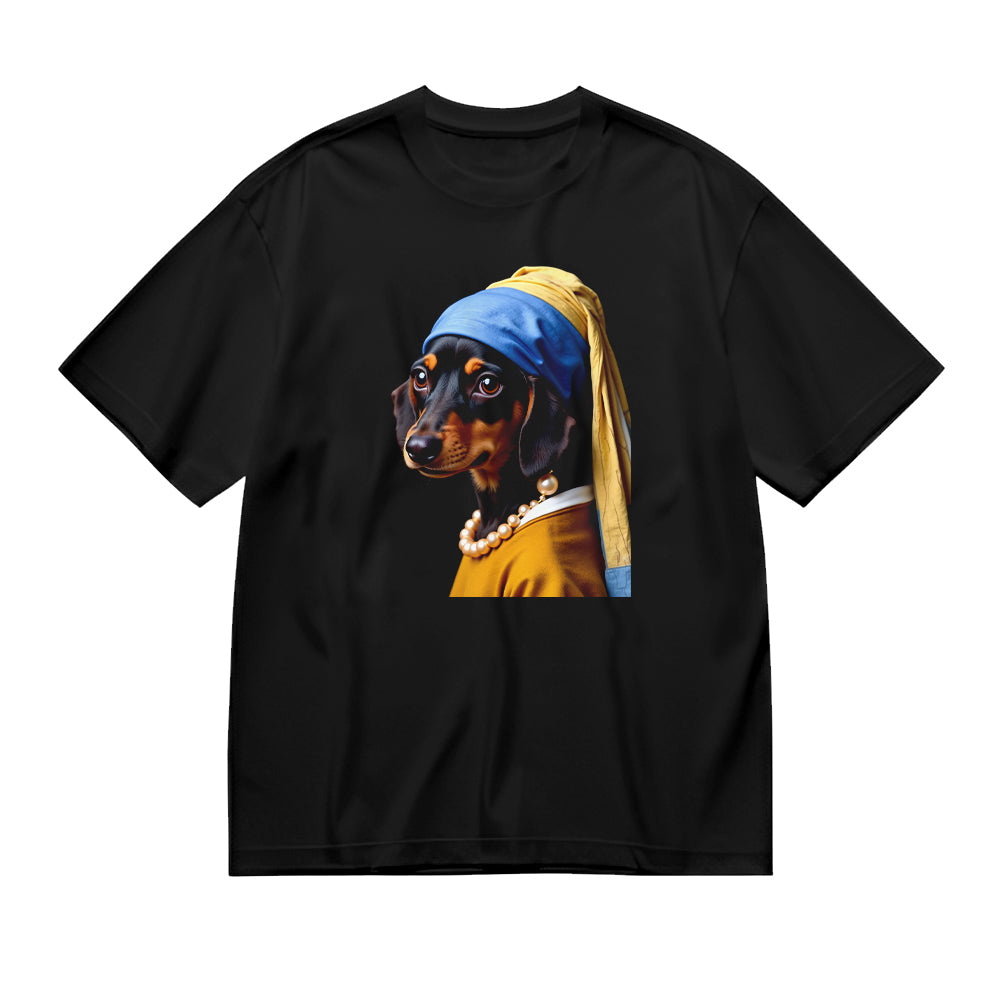 Dachshund with Pearl Earring Art Print T-Shirt