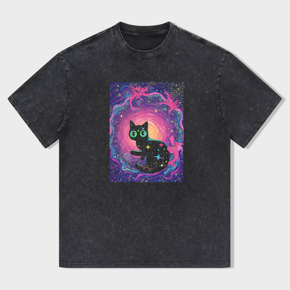 Cosmic Cat Dreamy Galaxy Print Unisex T-Shirt