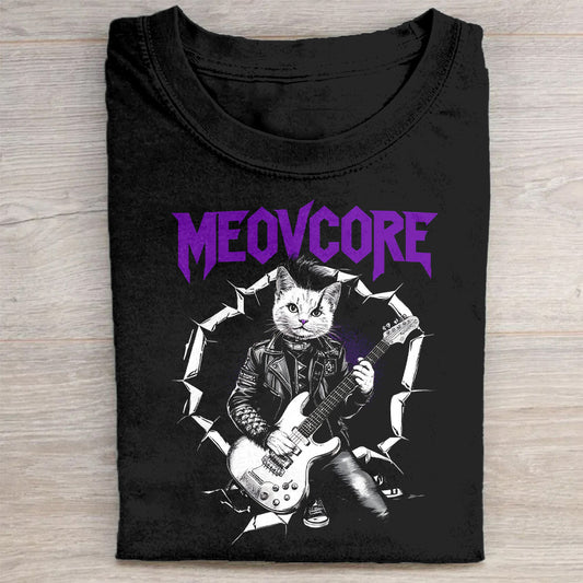 Meowcore Cat Guitar Black T-Shirt