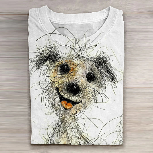 Cute Dog Art Print Casaul T-Shirt