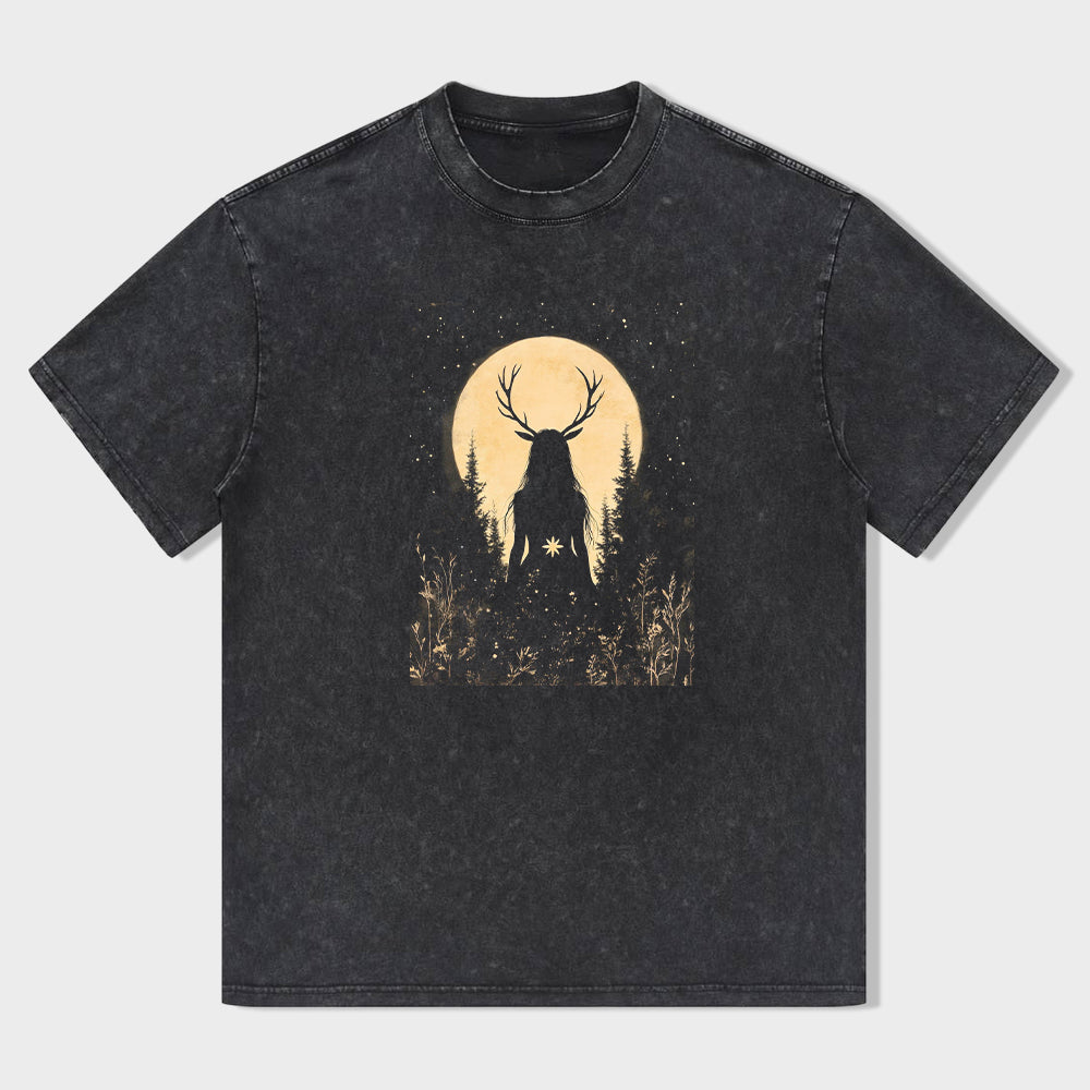 Deer Silhouette Moon Graphic T-Shirt