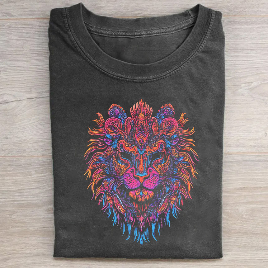 Colorful Lion Graphic T-Shirt