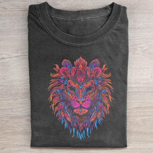 Colorful Lion Graphic T-Shirt