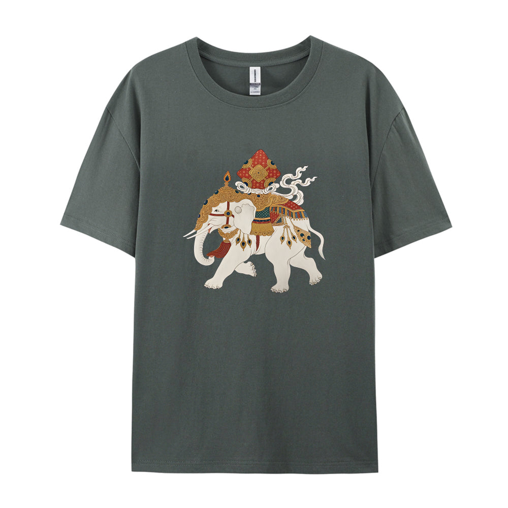 Traditional Asian Elephant Rider Artwork Graphic T-Shirt for Men Women Unisex