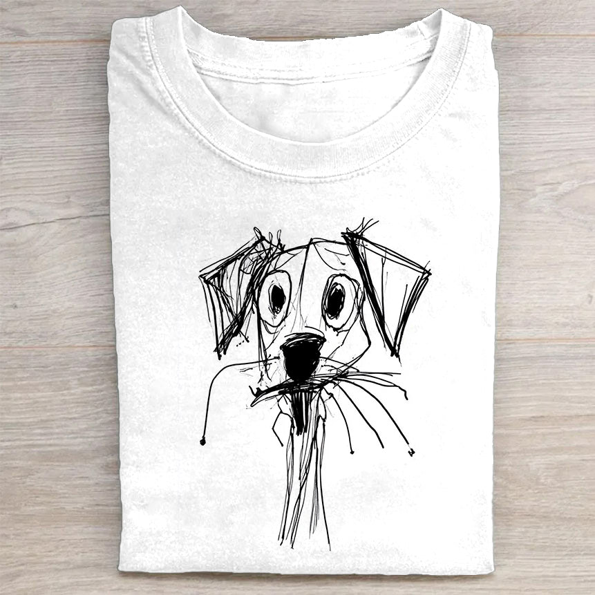 Cute Dog Graphic Design White T-Shirt