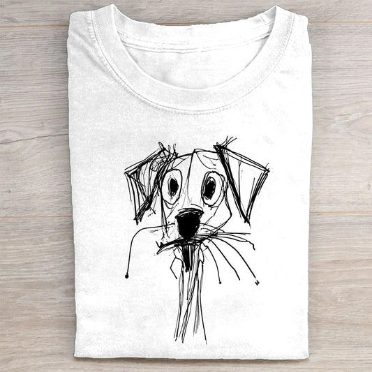 Cute Dog Graphic Design White T-Shirt