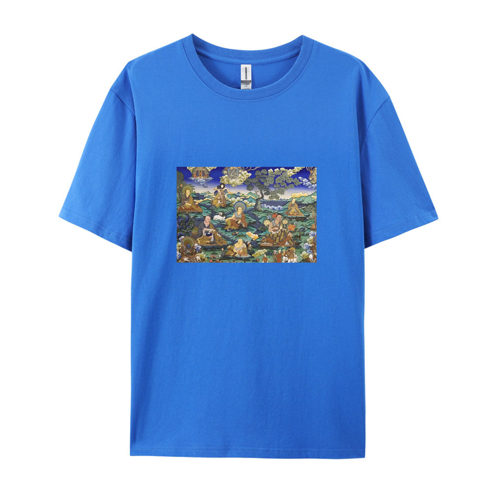 Buddhist Thangka Art Print T-Shirt for Men Women - Traditional Tibetan Buddhism Design Graphic Tee - Comfortable Casual Wear - Unique Spiritual Clothing - Size S-3XL