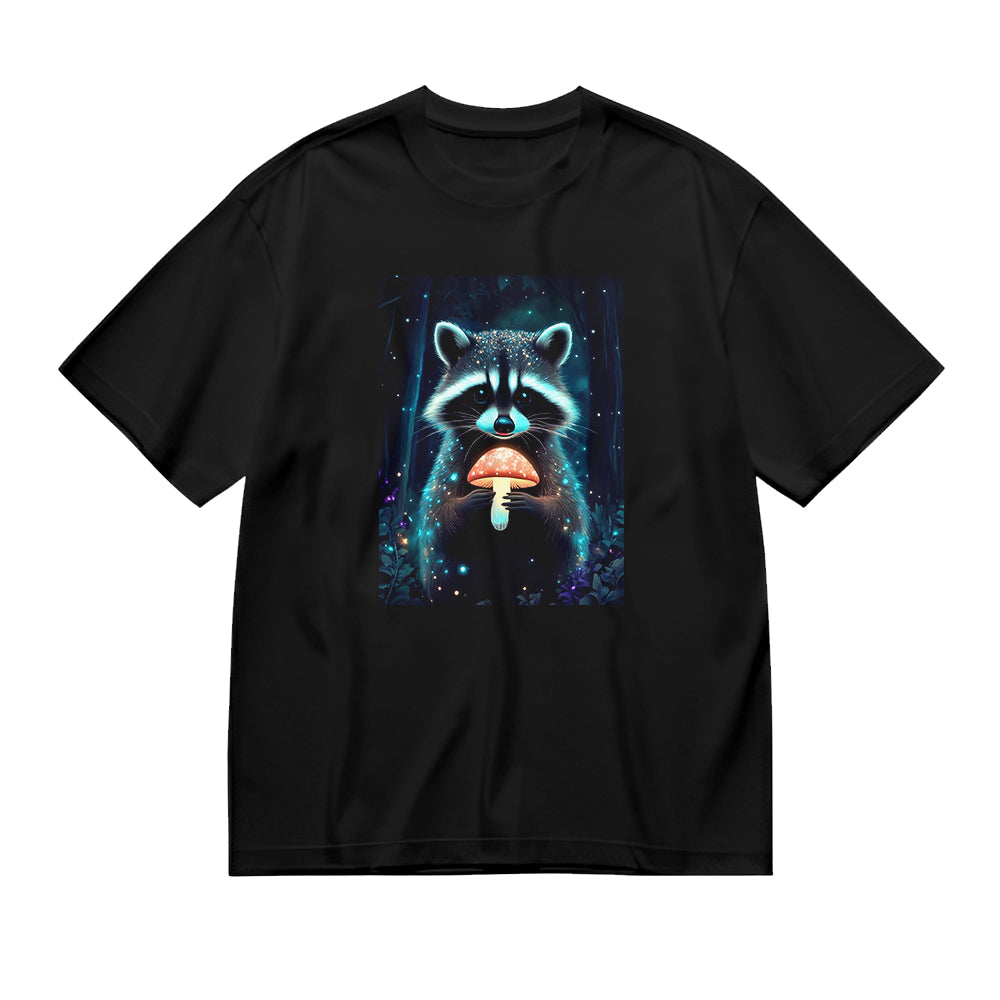 Raccoon Mushroom Art Graphic T-Shirt