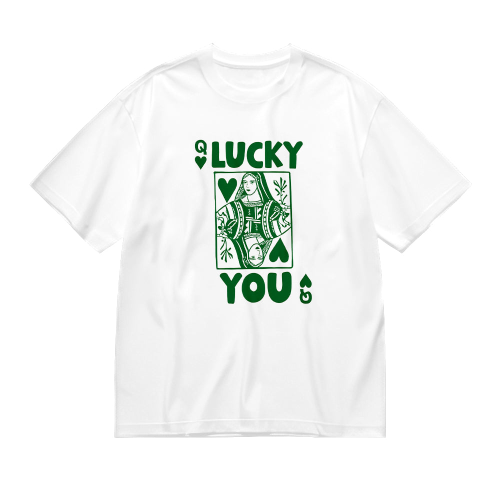 Lucky You Graphic Design White T-Shirt