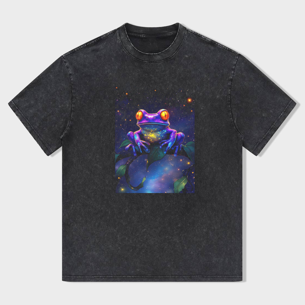 Galaxy Frog Graphic Print Men's Casual T-Shirt
