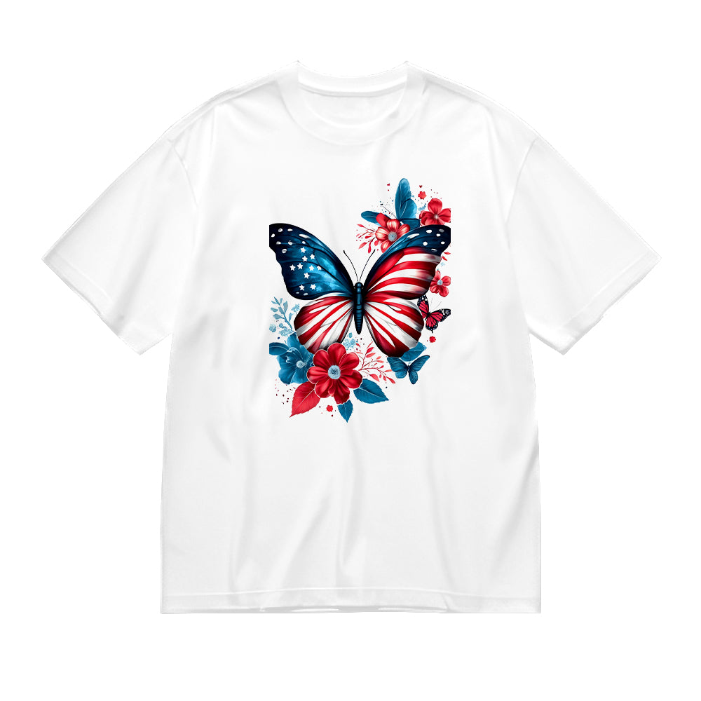 American Flag Butterfly Graphic T-Shirt