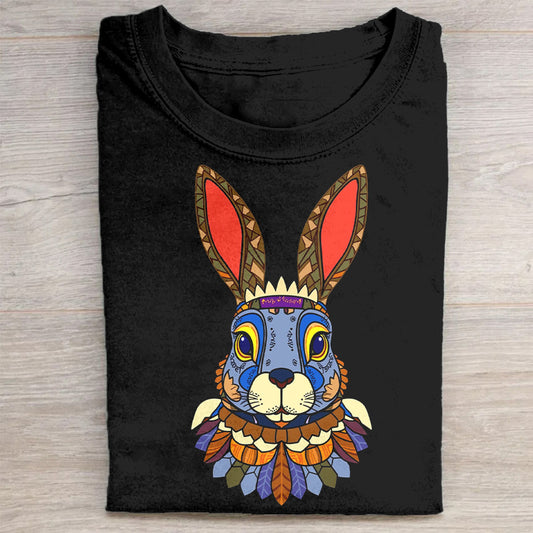 Colorful Tribal Rabbit Graphic T-Shirt