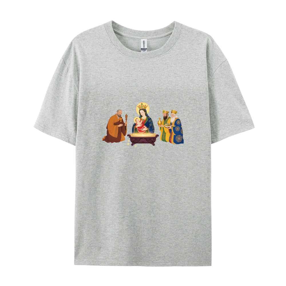 Christmas Nativity Scene T-Shirt  Three Wise Men and Virgin Mary Design  Festive Holiday Clothing for Men Women Kids  Comfortable Cotton Tee  Xmas Gift Idea  Religious Christian Apparel