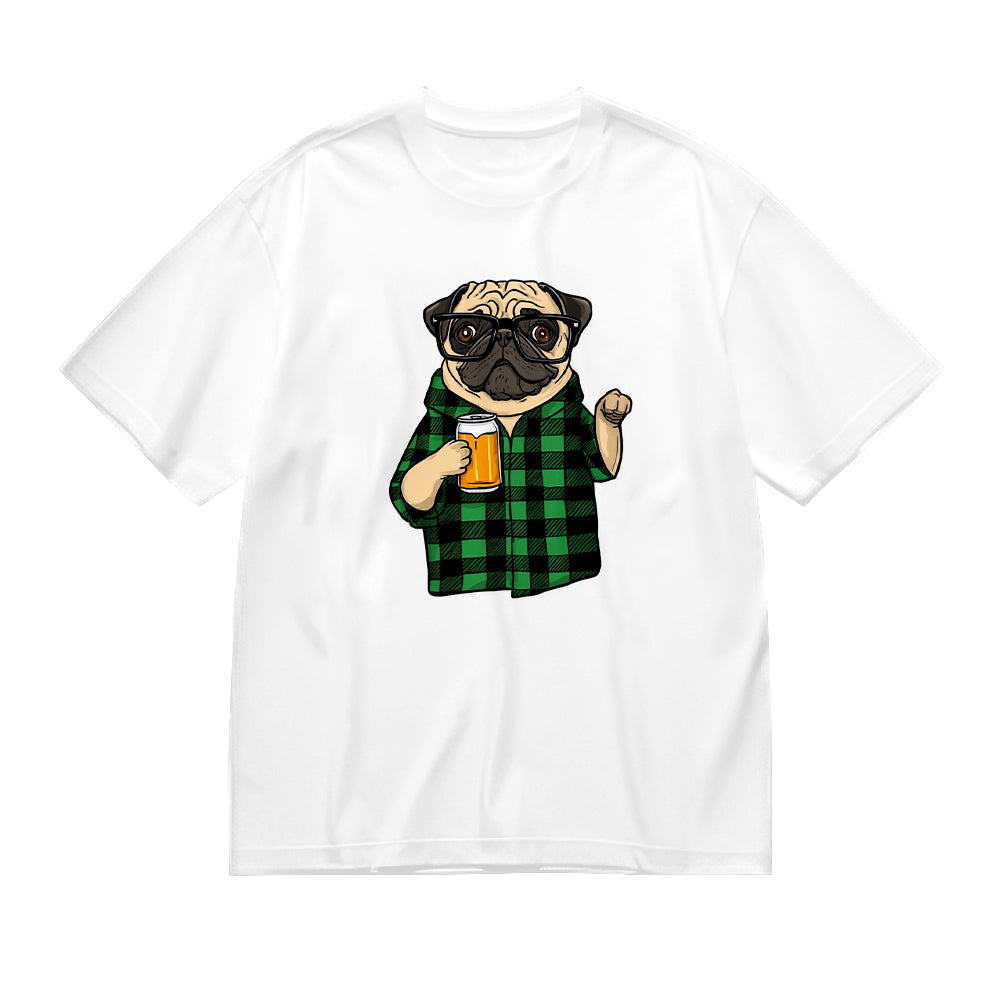 Cute Pug in Plaid Shirt Graphic T-Shirt