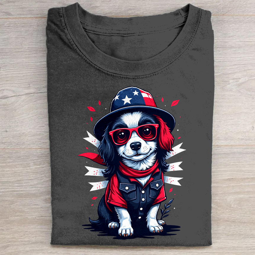 Patriotic Dog Graphic T-Shirt