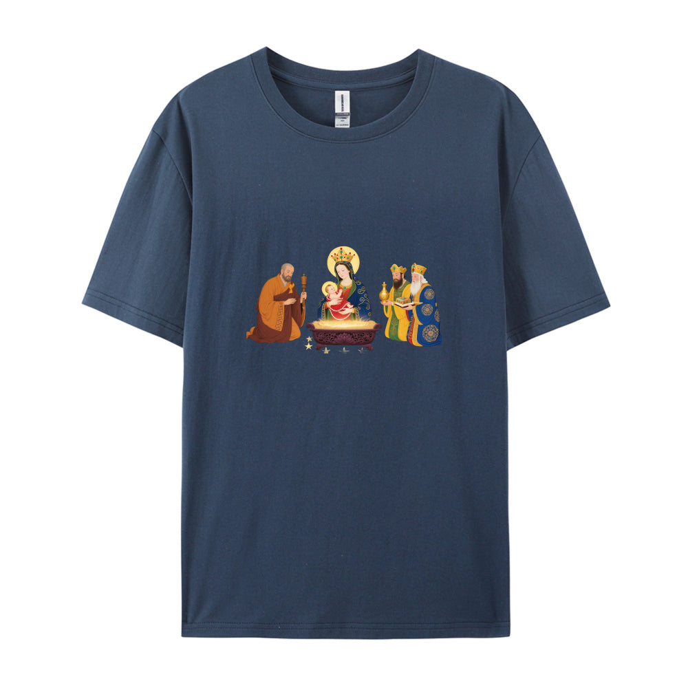 Christmas Nativity Scene T-Shirt  Three Wise Men and Virgin Mary Design  Festive Holiday Clothing for Men Women Kids  Comfortable Cotton Tee  Xmas Gift Idea  Religious Christian Apparel