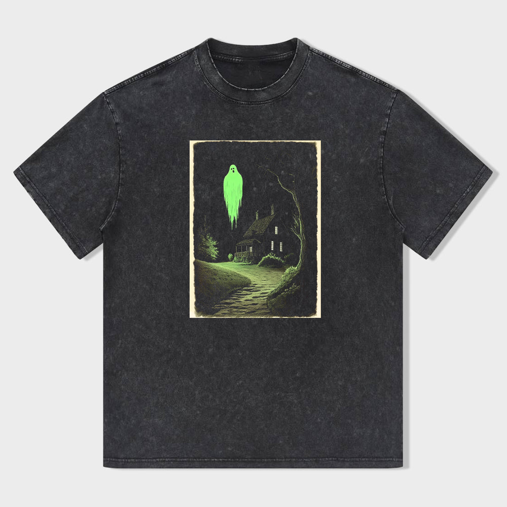 Glowing Ghost House Graphic T-Shirt