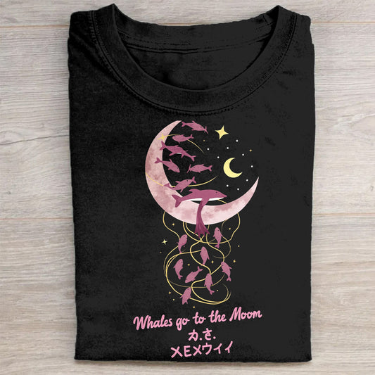 Whales Go to the Moon Graphic T-Shirt