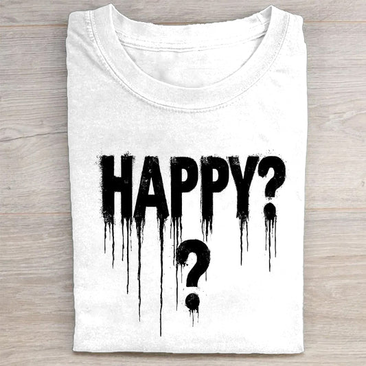 Happy Question Dripping Design Graphic T-Shirt