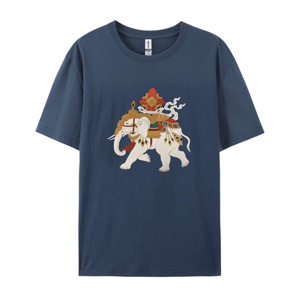 Traditional Asian Elephant Rider Artwork Graphic T-Shirt for Men Women Unisex