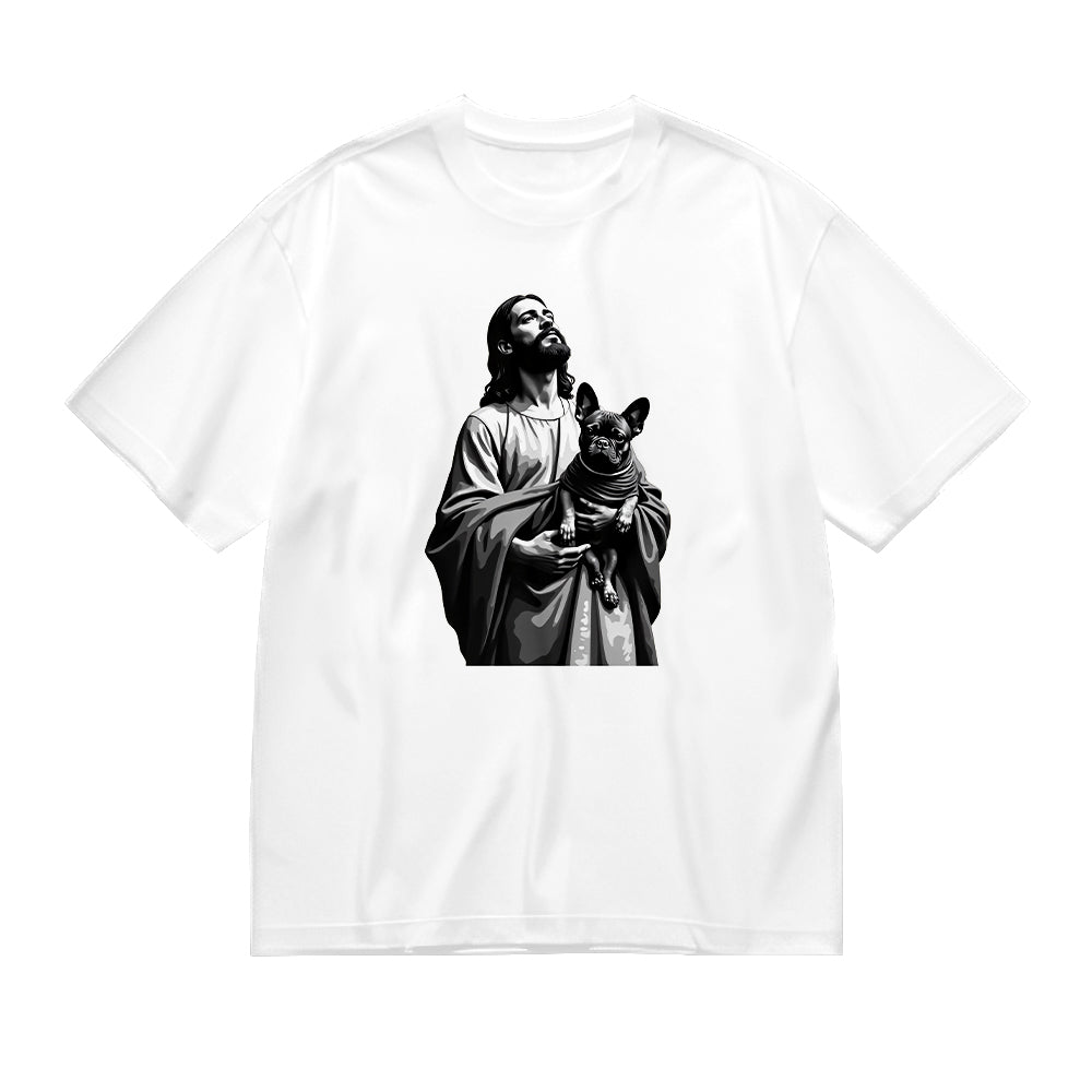 Jesus and Dog Graphic T-Shirt