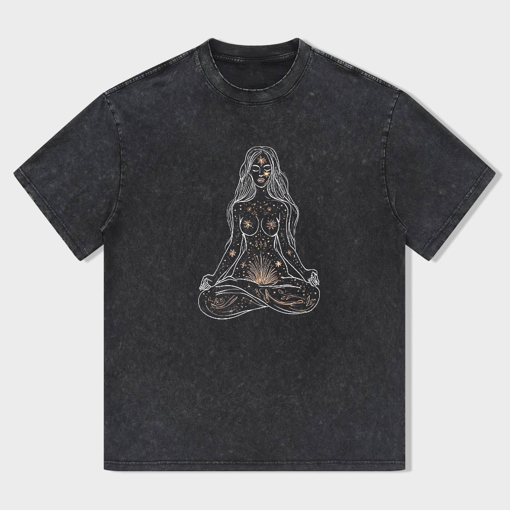 Meditation Goddess Graphic Tee Women's Casual Short Sleeve T-Shirt