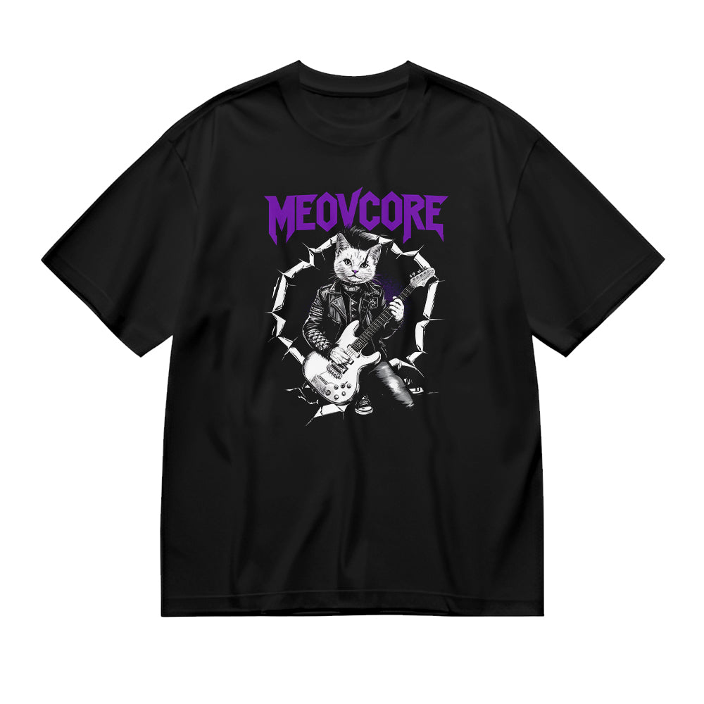 Meowcore Cat Guitar Black T-Shirt