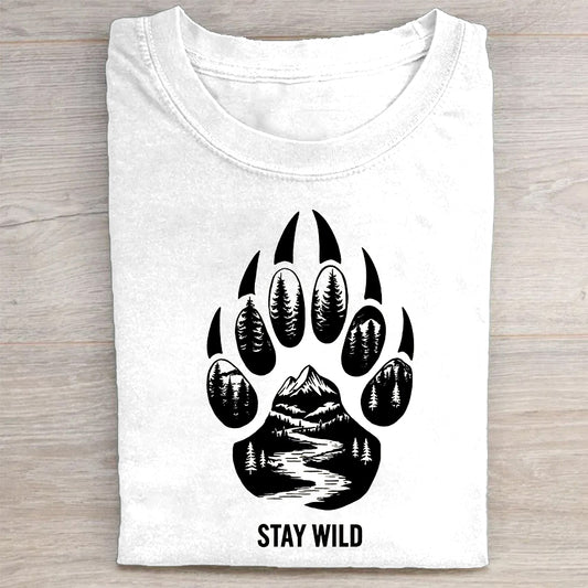 Stay Wild Animal Paw Print Graphic T-Shirt