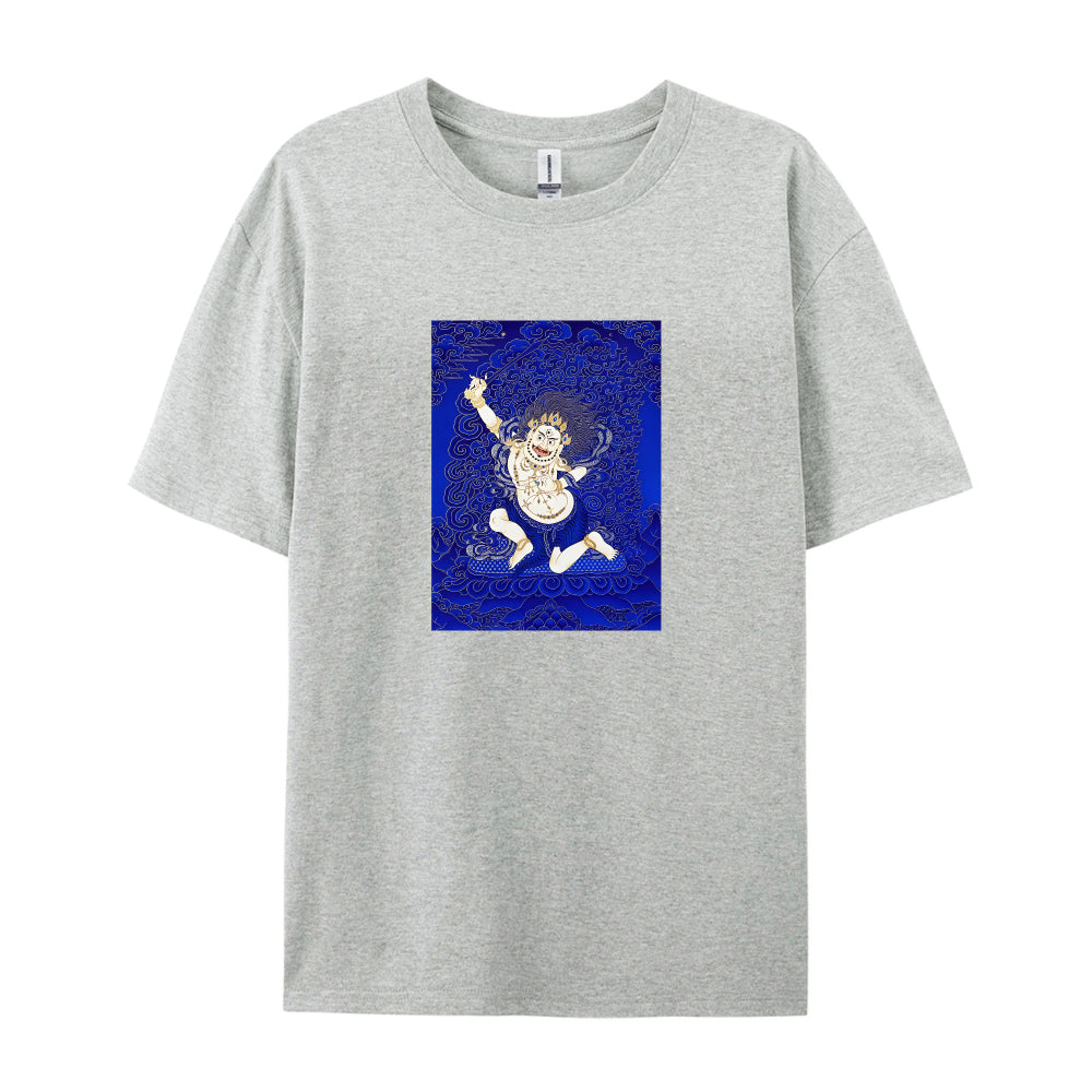 Tibetan Thangka Art White T-Shirt for Men Women - Traditional Buddhist Deity Design - Comfortable Casual Tee - Unique Cultural Graphic Top - Size S-XXL