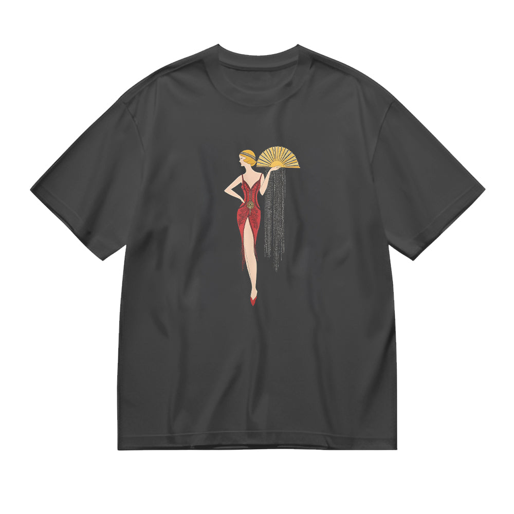 Art Deco Woman with Fan Graphic T-Shirt