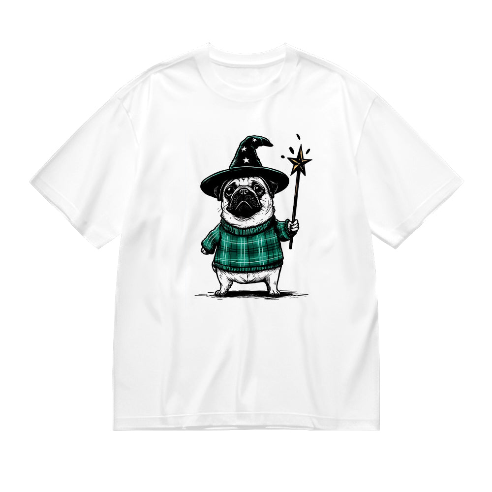 Cute Pug Wizard Graphic T-Shirt