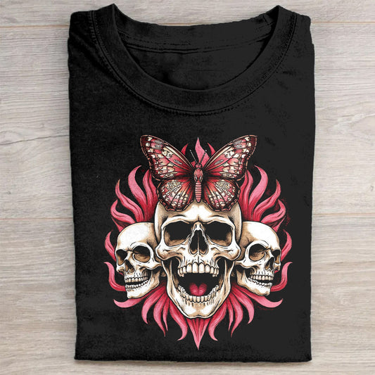 Skull and Butterfly Graphic T-Shirt
