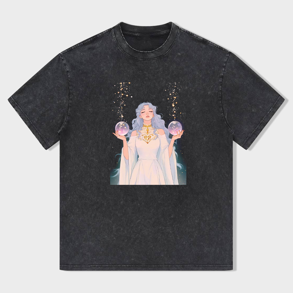 Magical Fairy Princess Graphic Tee for Women Girls Fantasy Art Print Short Sleeve T-Shirt