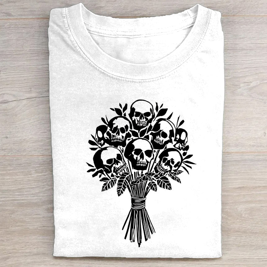 Skull Bouquet Graphic Print Men's Casual T-Shirt