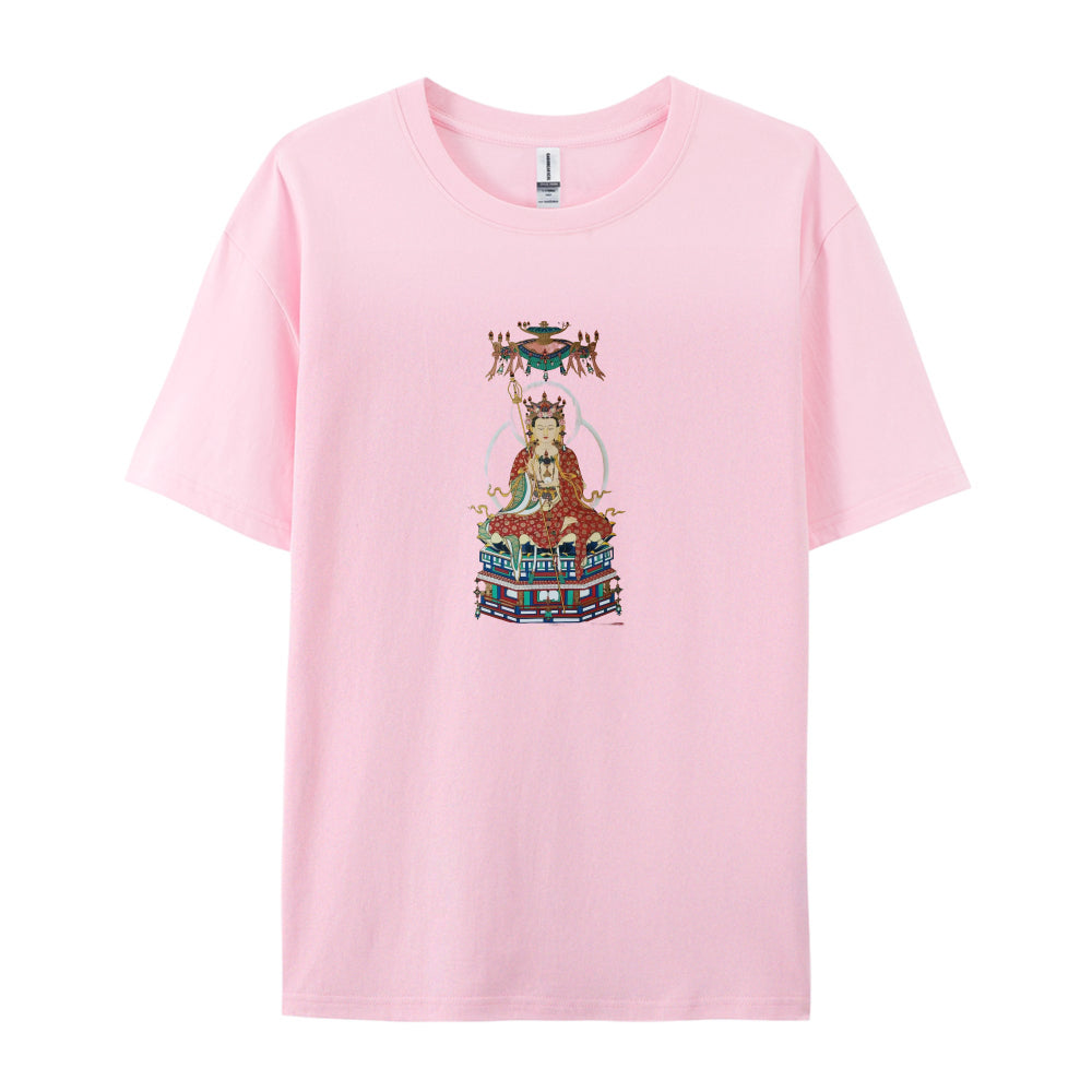 Buddhist Deity Artwork Graphic T-Shirt for Men Women  Spiritual Meditation Clothing  Comfortable Casual Tee  Unique Design Top  White Cotton Shirt