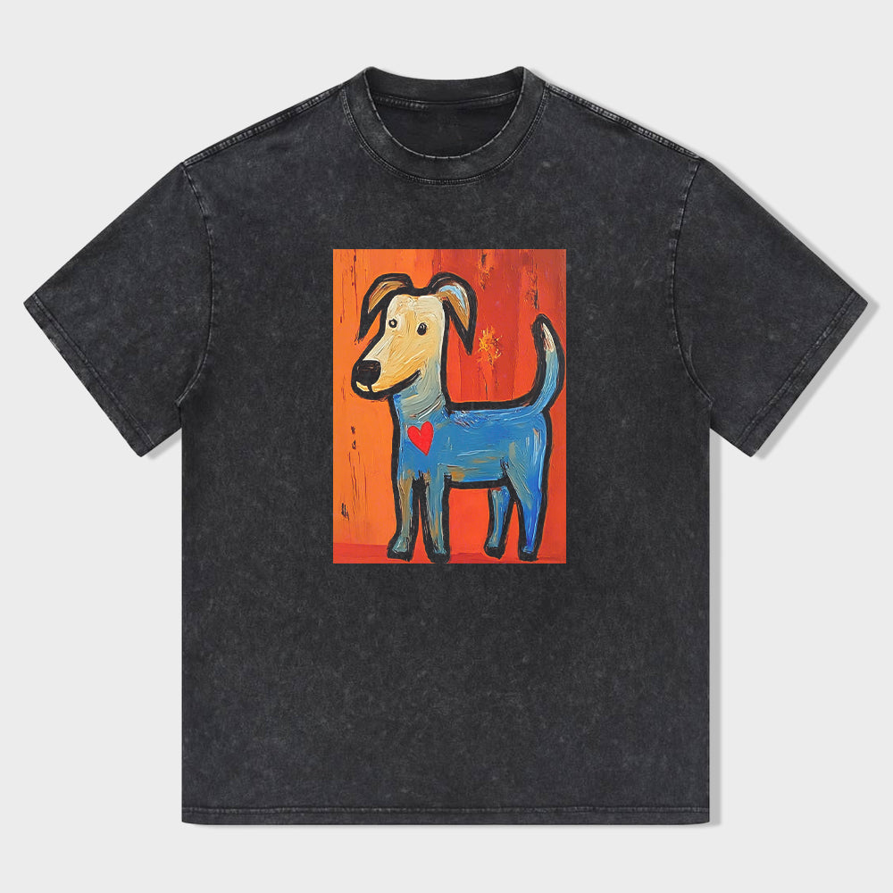 Artistic Dog Print Men's Casual T-Shirt