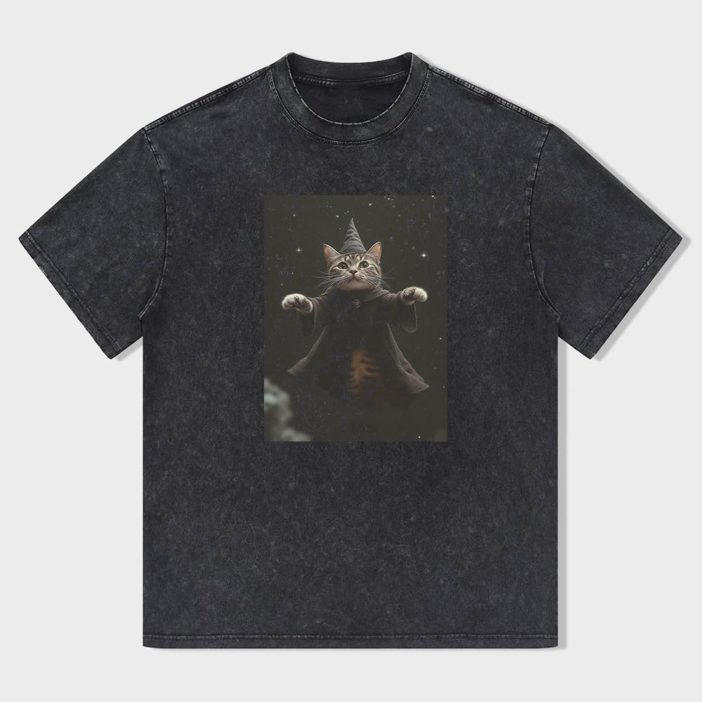 Cute Cat Graphic Print Men's Casual T-Shirt