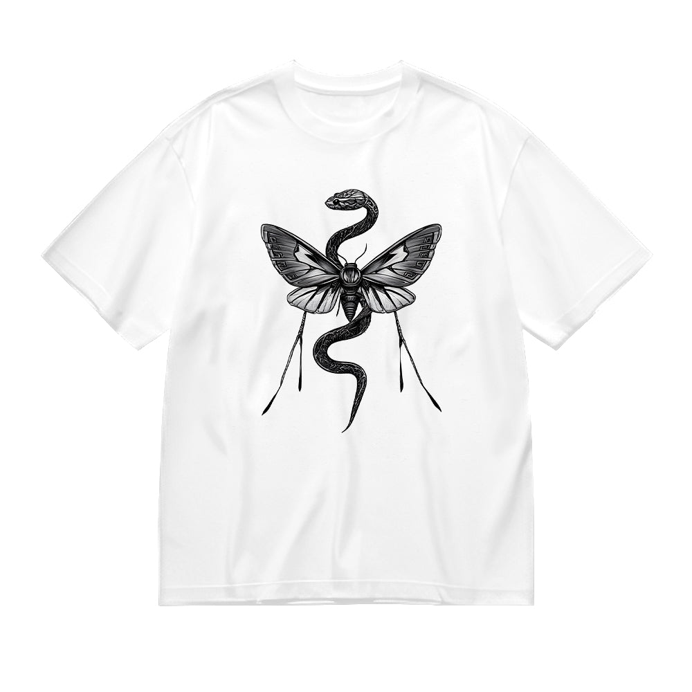 Mystical Snake Moth Graphic Print Men's Casual T-Shirt